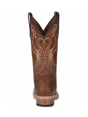 Circle G L5777 Ladies Peacock Embroidery Square Toe Boots Brown back view. If you need any assistance with this item or the purchase of this item please call us at five six one seven four eight eight eight zero one Monday through Saturday 10:00a.m EST to 8:00 p.m EST
