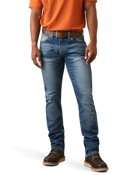 Ariat 10043185 Mens M8 Modern Williams Slim Leg Jean Dakota front view. If you need any assistance with this item or the purchase of this item please call us at five six one seven four eight eight eight zero one Monday through Saturday 10:00a.m EST to 8:00 p.m EST