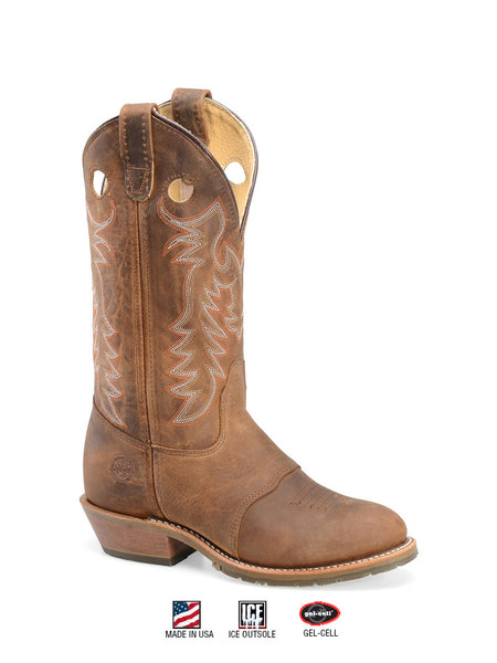 Double H DH5159 Womens Daniela Round Toe Work Boot Brown side and front view. If you need any assistance with this item or the purchase of this item please call us at five six one seven four eight eight eight zero one Monday through Saturday 10:00a.m EST to 8:00 p.m EST