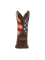 Durango RD4414 Womens Patriotic Pull-On Flag Western Boots full front view. If you need any assistance with this item or the purchase of this item please call us at five six one seven four eight eight eight zero one Monday through Saturday 10:00a.m EST to 8:00 p.m EST