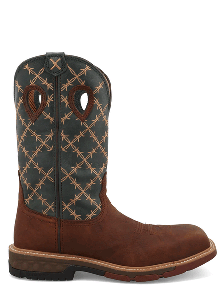 Twisted X MXBN002 Mens Nano Toe Western Work Boot Mocha And Slate outter side view. If you need any assistance with this item or the purchase of this item please call us at five six one seven four eight eight eight zero one Monday through Saturday 10:00a.m EST to 8:00 p.m EST
