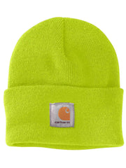 Carhartt A18 Knit Cuffed Beanie bright lime front view. If you need any assistance with this item or the purchase of this item please call us at five six one seven four eight eight eight zero one Monday through Saturday 10:00a.m EST to 8:00 p.m EST