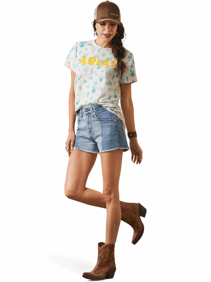 Ariat 10043204 Womens Jazmine Boyfriend Denim Short Blue Shades back view. If you need any assistance with this item or the purchase of this item please call us at five six one seven four eight eight eight zero one Monday through Saturday 10:00a.m EST to 8:00 p.m EST