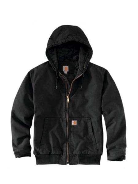 Carhartt 104050-BLK Mens Washed Duck Insulated Active Jac  Black front view. If you need any assistance with this item or the purchase of this item please call us at five six one seven four eight eight eight zero one Monday through Saturday 10:00a.m EST to 8:00 p.m EST