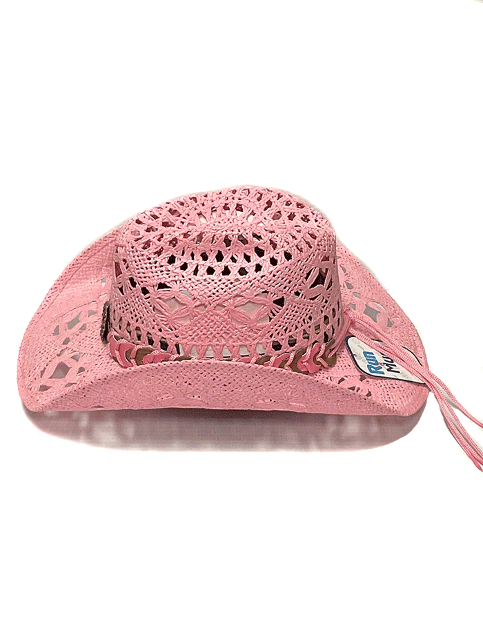 Bullhide NAUGHTY GIRL 2649P Western Straw Hat Pink front and side view. If you need any assistance with this item or the purchase of this item please call us at five six one seven four eight eight eight zero one Monday through Saturday 10:00a.m EST to 8:00 p.m EST