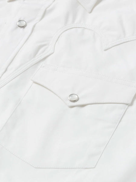 Stetson 11-001-0465-9354 Mens Classic Snap Shirt Optic White close up. If you need any assistance with this item or the purchase of this item please call us at five six one seven four eight eight eight zero one Monday through Saturday 10:00a.m EST to 8:00 p.m EST