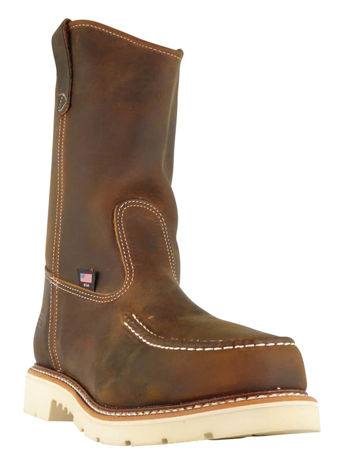 Thorogood 804-3311 Mens Trail Safety Toe Work Boot Brown side view. If you need any assistance with this item or the purchase of this item please call us at five six one seven four eight eight eight zero one Monday through Saturday 10:00a.m EST to 8:00 p.m EST