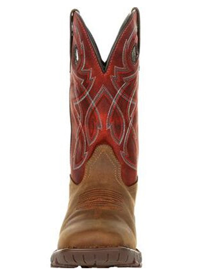 Rocky RKW0316 Mens Legacy 32 Waterproof Western Boot Tan Red front and side view. If you need any assistance with this item or the purchase of this item please call us at five six one seven four eight eight eight zero one Monday through Saturday 10:00a.m EST to 8:00 p.m EST