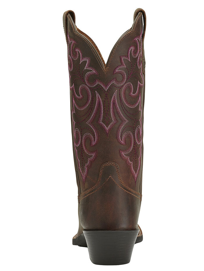 Ariat 10014172 Womens Round Up Square Toe Western Boot Powder Brown side and front view. If you need any assistance with this item or the purchase of this item please call us at five six one seven four eight eight eight zero one Monday through Saturday 10:00a.m EST to 8:00 p.m EST
