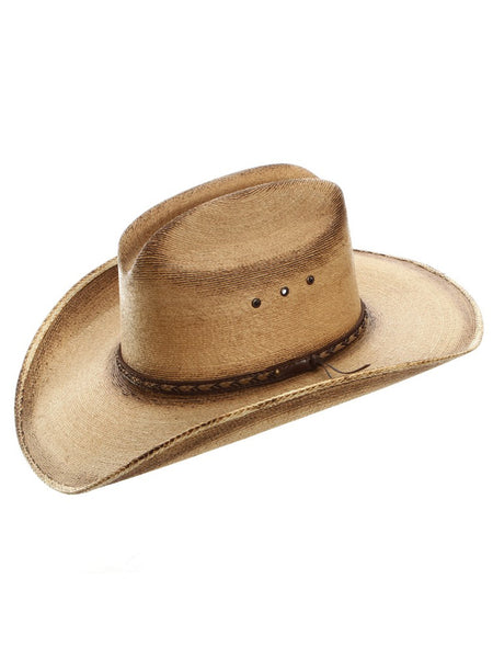 Resistol RSGBOYBJA41 Jason Aldean Georgia Boy Straw Hat Flame Burned side view. If you need any assistance with this item or the purchase of this item please call us at five six one seven four eight eight eight zero one Monday through Saturday 10:00a.m EST to 8:00 p.m EST