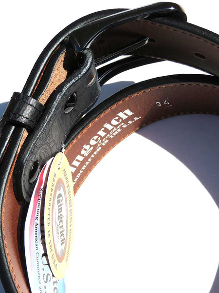 Gingerich 8244-18 Mens Port Leon Gator Pattern With Scallops Leather Belt Black inside view. If you need any assistance with this item or the purchase of this item please call us at five six one seven four eight eight eight zero one Monday through Saturday 10:00a.m EST to 8:00 p.m EST