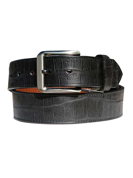 Gingerich 8244-18 Mens Port Leon Gator Pattern With Scallops Leather Belt Black front view. If you need any assistance with this item or the purchase of this item please call us at five six one seven four eight eight eight zero one Monday through Saturday 10:00a.m EST to 8:00 p.m EST