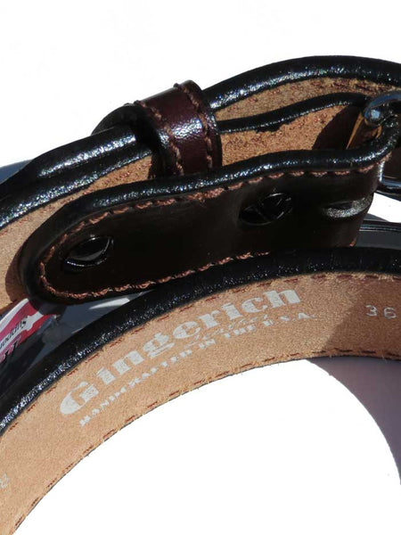 Gingerich 8883-28 Mens Timeless Basketweave Leather Belt Brown inside view. If you need any assistance with this item or the purchase of this item please call us at five six one seven four eight eight eight zero one Monday through Saturday 10:00a.m EST to 8:00 p.m EST