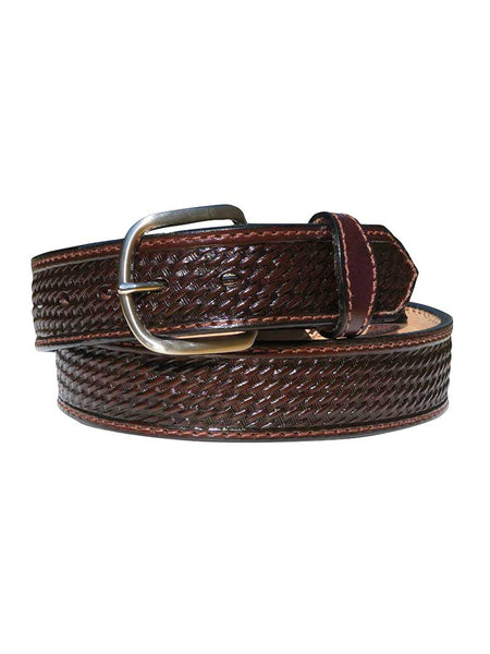 Gingerich 8883-28 Mens Timeless Basketweave Leather Belt Brown front view. If you need any assistance with this item or the purchase of this item please call us at five six one seven four eight eight eight zero one Monday through Saturday 10:00a.m EST to 8:00 p.m EST