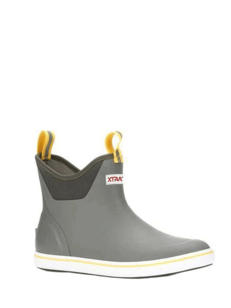 Xtratuf 22735 Mens Ankle Deck Boot Gray side view. If you need any assistance with this item or the purchase of this item please call us at five six one seven four eight eight eight zero one Monday through Saturday 10:00a.m EST to 8:00 p.m EST