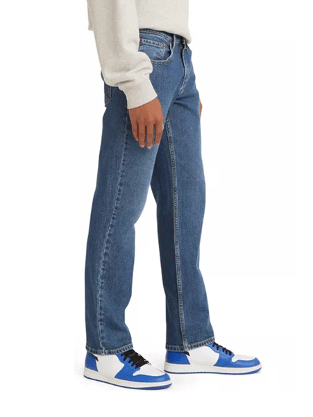 Levi's 005141620 Mens Straight Fit Stretch Jeans Medium Wash (D) side view