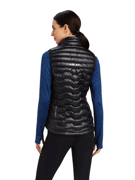 Ariat 10041378 Womens Ideal Down Vest Ir Black back view. If you need any assistance with this item or the purchase of this item please call us at five six one seven four eight eight eight zero one Monday through Saturday 10:00a.m EST to 8:00 p.m EST