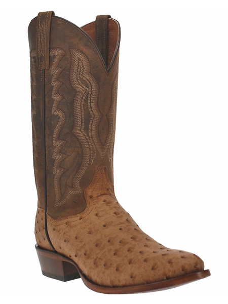 Dan Post DP3077 Mens Handcrafted Gehrig Ostrich Western Boots Saddle front and side view. If you need any assistance with this item or the purchase of this item please call us at five six one seven four eight eight eight zero one Monday through Saturday 10:00a.m EST to 8:00 p.m EST