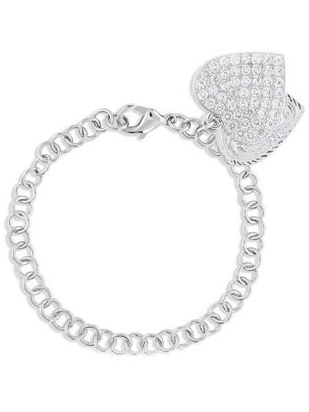 Montana Silversmiths BC5163 Womens Country Charm Duo Heart Bracelet Silver front view. If you need any assistance with this item or the purchase of this item please call us at five six one seven four eight eight eight zero one Monday through Saturday 10:00a.m EST to 8:00 p.m EST