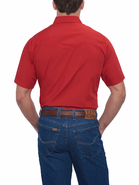 Ely Cattleman 15201605-70 Mens Short Sleeve Solid Western Shirt Red back view. If you need any assistance with this item or the purchase of this item please call us at five six one seven four eight eight eight zero one Monday through Saturday 10:00a.m EST to 8:00 p.m EST