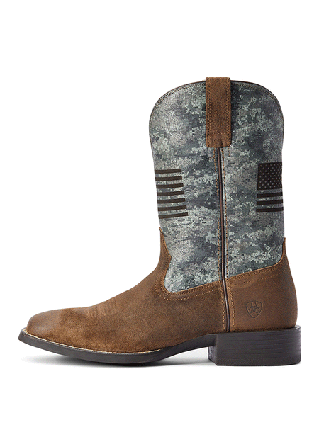 Ariat 10042405 Mens Sport Flying Proud Western Boot Tumbleweed Taupe side view.If you need any assistance with this item or the purchase of this item please call us at five six one seven four eight eight eight zero one Monday through Saturday 10:00a.m EST to 8:00 p.m EST