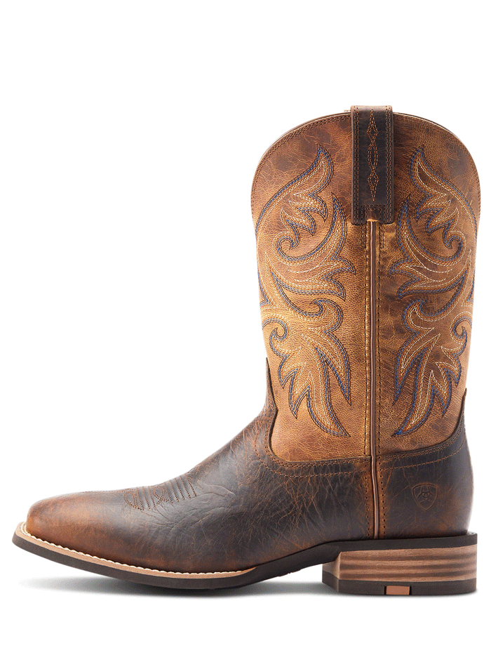 Ariat 10044567 Mens Slingshot Western Boot Bartop Brown front and side view. If you need any assistance with this item or the purchase of this item please call us at five six one seven four eight eight eight zero one Monday through Saturday 10:00a.m EST to 8:00 p.m EST