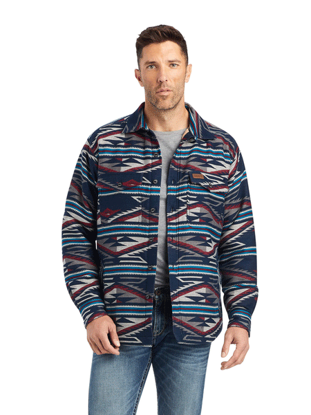 Ariat 10042191 Mens Retro Chimayo Shirt Jacket Navy front view. If you need any assistance with this item or the purchase of this item please call us at five six one seven four eight eight eight zero one Monday through Saturday 10:00a.m EST to 8:00 p.m EST