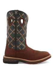 Twisted X MXB0005 Mens Western Work Boot Mocha & Slate outter side view. If you need any assistance with this item or the purchase of this item please call us at five six one seven four eight eight eight zero one Monday through Saturday 10:00a.m EST to 8:00 p.m EST