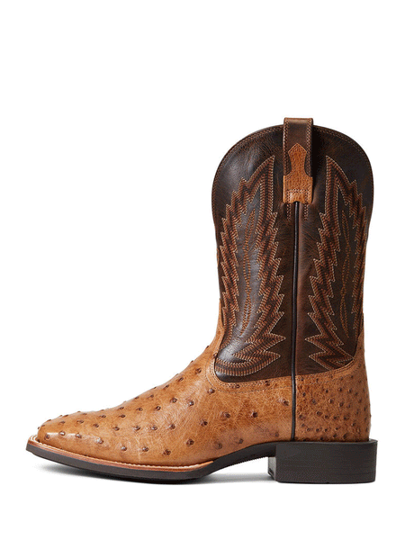 Ariat 10040281 Mens Quantum Primo Full Quill Ostrich Western Boot Beam Brown side view. If you need any assistance with this item or the purchase of this item please call us at five six one seven four eight eight eight zero one Monday through Saturday 10:00a.m EST to 8:00 p.m EST
