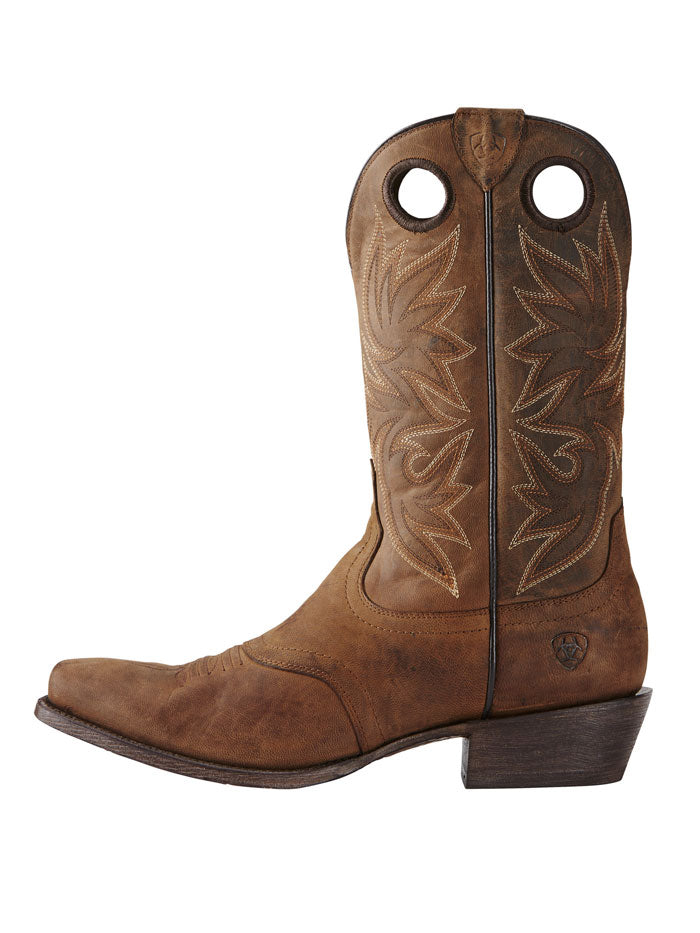 Ariat 10019974 Mens Circuit Striker Western Boot Weathered Brown side and front view. If you need any assistance with this item or the purchase of this item please call us at five six one seven four eight eight eight zero one Monday through Saturday 10:00a.m EST to 8:00 p.m EST