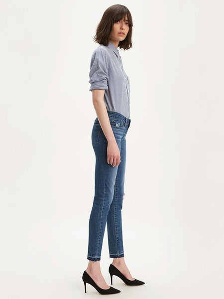 Levi's 195580075 Womens 711 Skinny Ankle Jeans Maui Indigo Medium Wash Side View. If you need any assistance with this item or the purchase of this item please call us at five six one seven four eight eight eight zero one Monday through Saturday 10:00a.m EST to 8:00 p.m EST