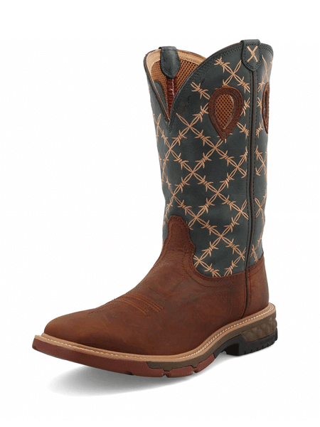 Twisted X MXB0005 Mens Western Work Boot Mocha & Slate front-side view. If you need any assistance with this item or the purchase of this item please call us at five six one seven four eight eight eight zero one Monday through Saturday 10:00a.m EST to 8:00 p.m EST