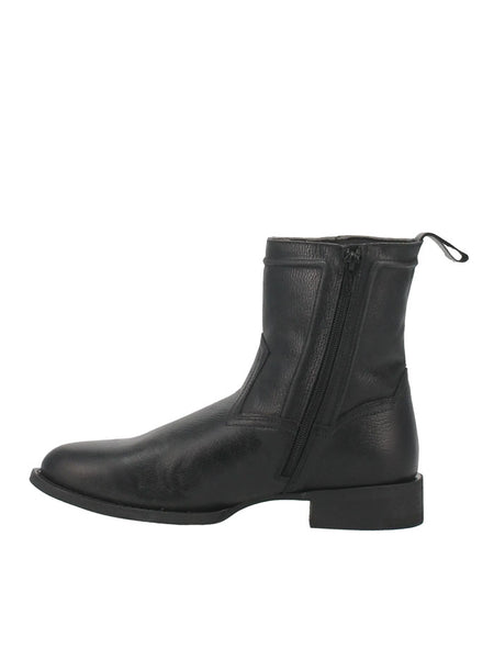 Laredo 62080 Mens Lonnie Zipper Leather Boot Black side view. If you need any assistance with this item or the purchase of this item please call us at five six one seven four eight eight eight zero one Monday through Saturday 10:00a.m EST to 8:00 p.m EST