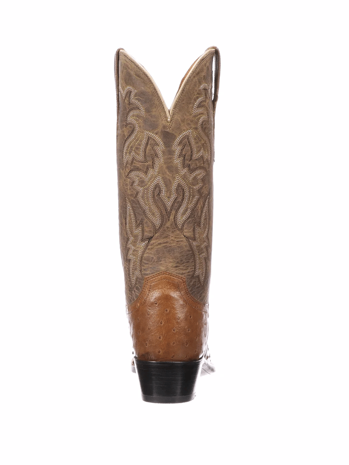 Lucchese M5603.S54 Womens Augusta Ostrich Vamp Boots Camel Tan front and side view pair. If you need any assistance with this item or the purchase of this item please call us at five six one seven four eight eight eight zero one Monday through Saturday 10:00a.m EST to 8:00 p.m EST