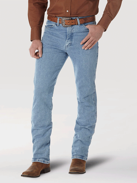 Wrangler 0936ATW Mens Cowboy Cut Slim Fit Jeans Antique Wash front view. If you need any assistance with this item or the purchase of this item please call us at five six one seven four eight eight eight zero one Monday through Saturday 10:00a.m EST to 8:00 p.m EST