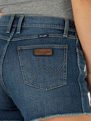 Wrangler 1011MWHBB Womens Retro High Rise Cut-Off Short Blair back pocket view. If you need any assistance with this item or the purchase of this item please call us at five six one seven four eight eight eight zero one Monday through Saturday 10:00a.m EST to 8:00 p.m EST