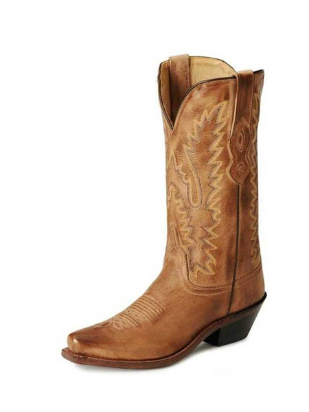 Old West LF1529 Womens 12" Fashion Snip Toe Cowgirl Boots Tan front and side view.If you need any assistance with this item or the purchase of this item please call us at five six one seven four eight eight eight zero one Monday through Saturday 10:00a.m EST to 8:00 p.m EST