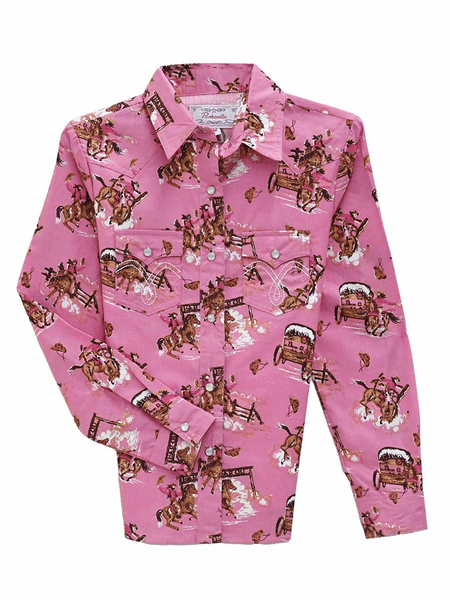 Panhandle C6S3493 Kids Long Sleeve Snap Shirt Rose/Mauve front view. If you need any assistance with this item or the purchase of this item please call us at five six one seven four eight eight eight zero one Monday through Saturday 10:00a.m EST to 8:00 p.m EST