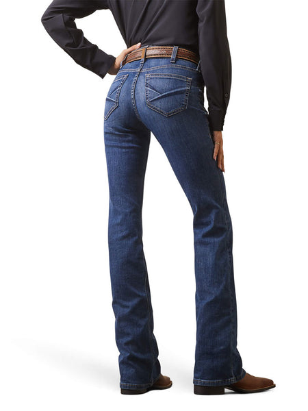 Ariat 10043146 Womens REAL Perfect Rise Leila Boot Cut Jean Irvine back view. If you need any assistance with this item or the purchase of this item please call us at five six one seven four eight eight eight zero one Monday through Saturday 10:00a.m EST to 8:00 p.m EST