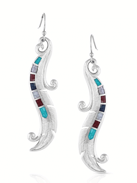 Montana Silversmiths ER4836 Womens Dreamweaver Feather Earrings Silver front view. If you need any assistance with this item or the purchase of this item please call us at five six one seven four eight eight eight zero one Monday through Saturday 10:00a.m EST to 8:00 p.m EST