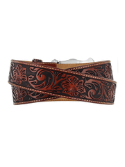 Justin C11194 Mens Classic Longhorn Leather Belt Tan back view. If you need any assistance with this item or the purchase of this item please call us at five six one seven four eight eight eight zero one Monday through Saturday 10:00a.m EST to 8:00 p.m EST