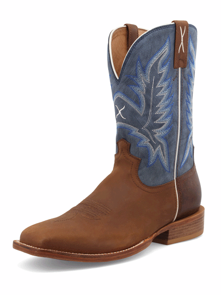 Twisted X MXTL006 Mens Tech X Western Boot Cocoa And Denim Blue front and side view. If you need any assistance with this item or the purchase of this item please call us at five six one seven four eight eight eight zero one Monday through Saturday 10:00a.m EST to 8:00 p.m EST