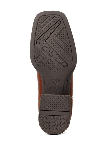 Ariat 10040258 Youth Koel VentTek Western Boot Metallic Leopard Spiced Cider sole view. If you need any assistance with this item or the purchase of this item please call us at five six one seven four eight eight eight zero one Monday through Saturday 10:00a.m EST to 8:00 p.m EST