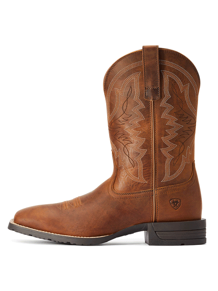 Ariat 10042395 Mens Hybrid Ranchwork Western Boot Thatch Brown side view. If you need any assistance with this item or the purchase of this item please call us at five six one seven four eight eight eight zero one Monday through Saturday 10:00a.m EST to 8:00 p.m EST