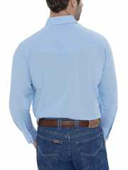 Ely Cattleman 15201905-82 Mens Long Sleeve Solid Western Shirt Light Blue back view. If you need any assistance with this item or the purchase of this item please call us at five six one seven four eight eight eight zero one Monday through Saturday 10:00a.m EST to 8:00 p.m EST