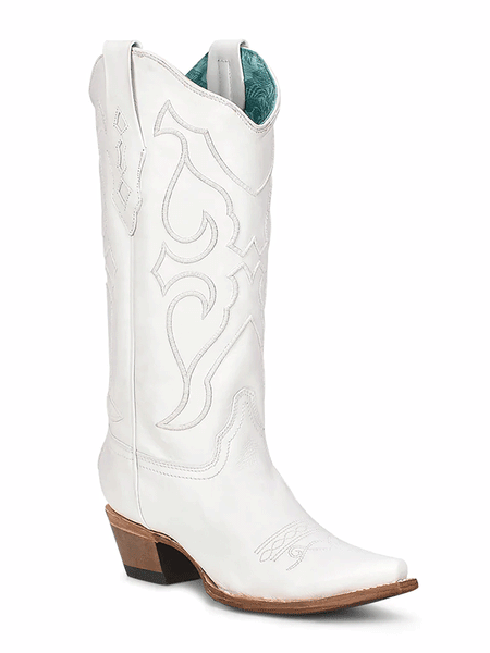 Corral Z5046 Ladies Embroidery Western Boot White front-side view. If you need any assistance with this item or the purchase of this item please call us at five six one seven four eight eight eight zero one Monday through Saturday 10:00a.m EST to 8:00 p.m EST