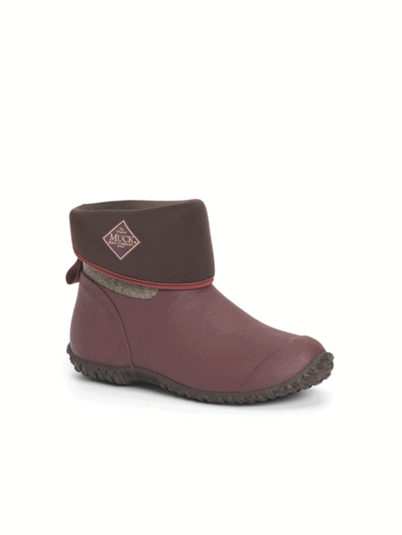 Muck WM2-9TW Womens Muckster II Mid Boot Rum Raisin roll down ankle view. If you need any assistance with this item or the purchase of this item please call us at five six one seven four eight eight eight zero one Monday through Saturday 10:00a.m EST to 8:00 p.m EST