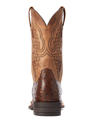 Ariat 10042475 Mens Dagger Full Quill Ostrich Western Boot Dark Tabac Tannin back view. If you need any assistance with this item or the purchase of this item please call us at five six one seven four eight eight eight zero one Monday through Saturday 10:00a.m EST to 8:00 p.m EST
