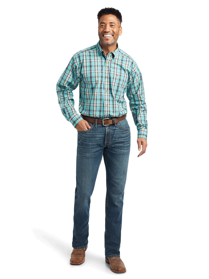 Ariat 10042338 Mens Pro Series Kian Classic Fit Shirt Ocean Depths front view. If you need any assistance with this item or the purchase of this item please call us at five six one seven four eight eight eight zero one Monday through Saturday 10:00a.m EST to 8:00 p.m EST