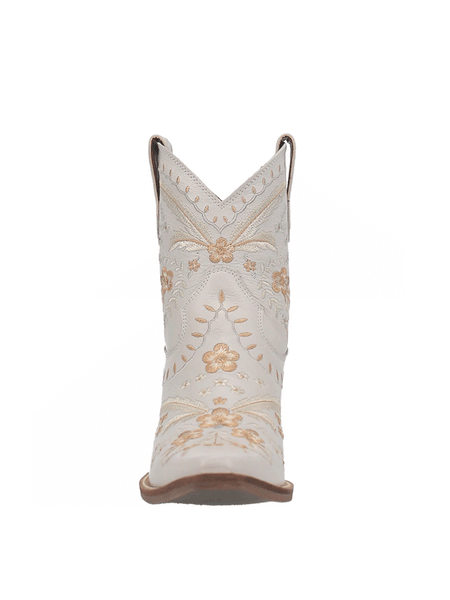 Dingo DI748-WHT Womens Primrose Ankle Western Bootie White front view. If you need any assistance with this item or the purchase of this item please call us at five six one seven four eight eight eight zero one Monday through Saturday 10:00a.m EST to 8:00 p.m EST